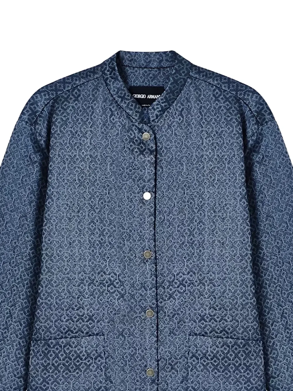 Giorgio Armani Geometric-patterned Button-up Jacket in Blue, view 2