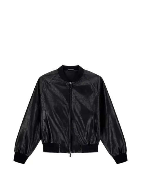 Giorgio Armani chamarra bomber de piel con perforaciones