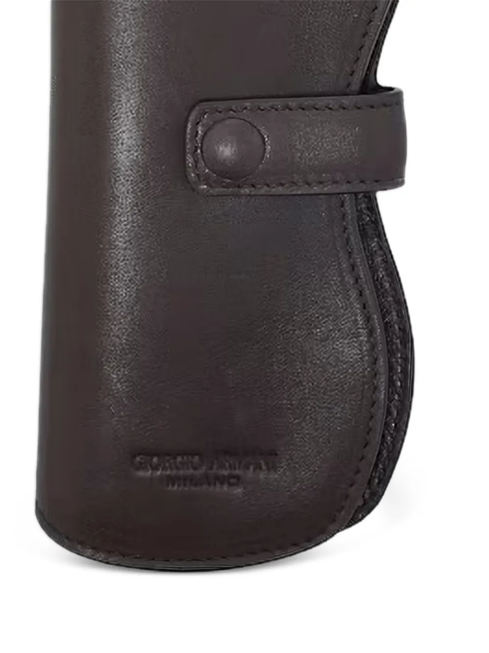 Giorgio Armani Leren brillenkoker met bandje Bruin