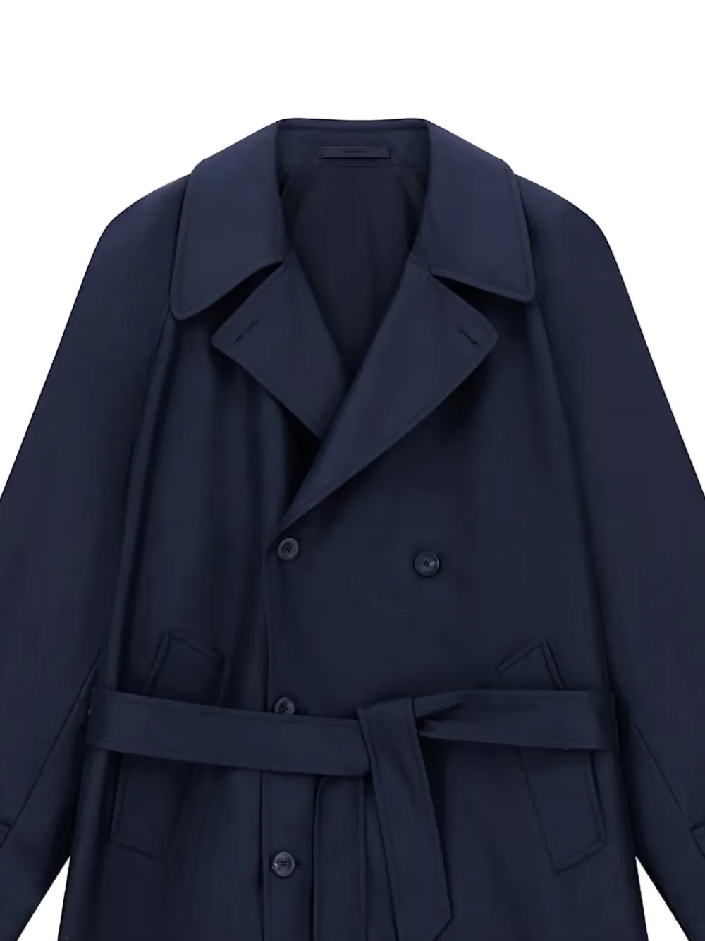 Giorgio Armani Trenchcoat met dubbele rij knopen en ceintuur Blauw