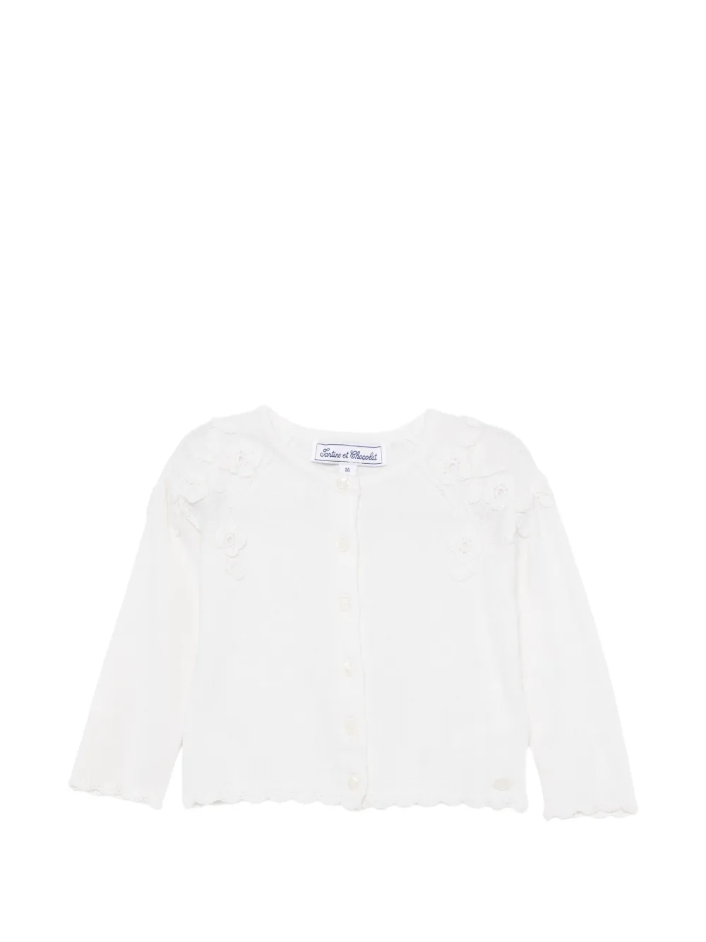 Tartine Et Chocolat floral-appliqué cardigan - Bianco