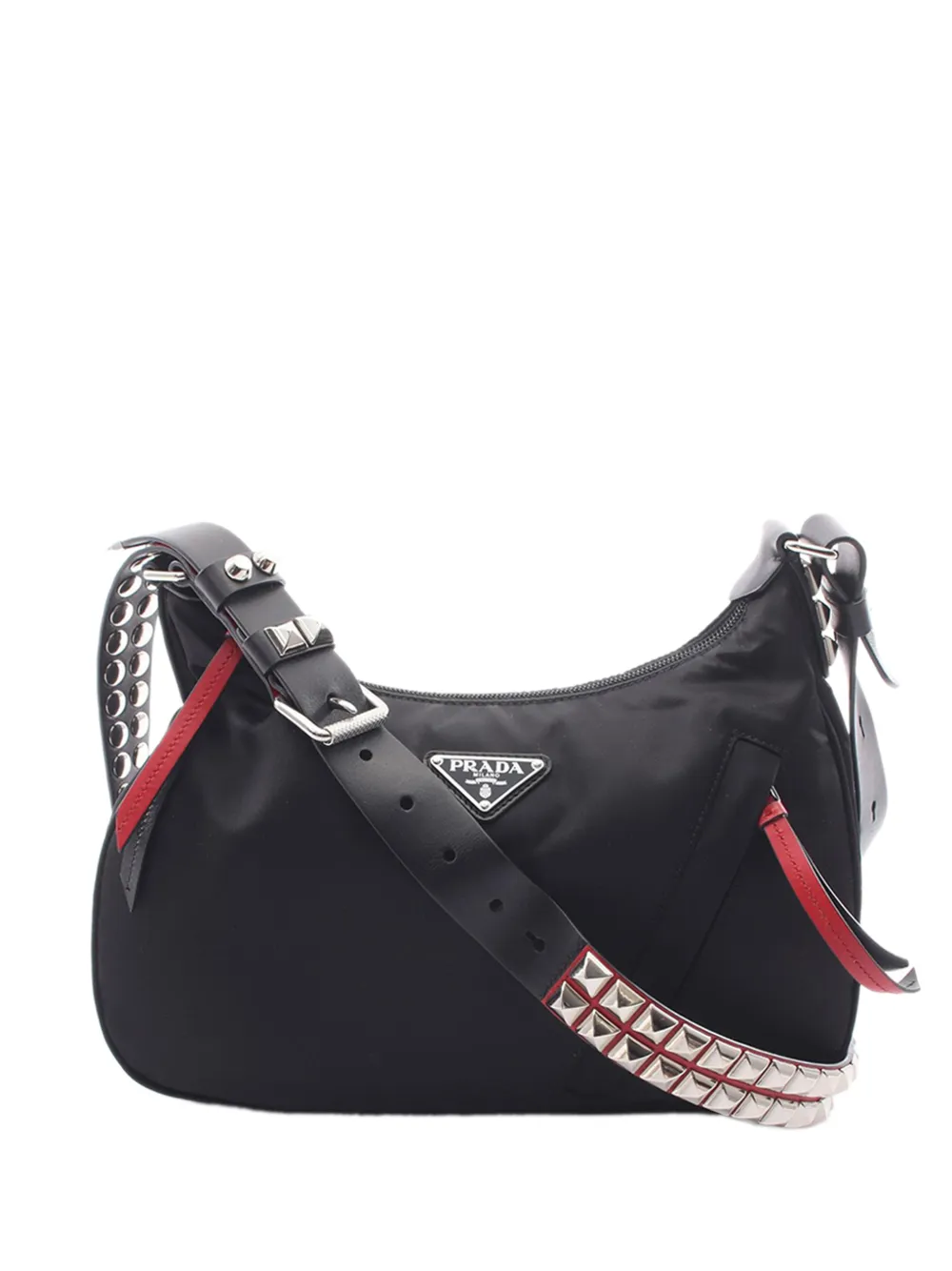 Prada Pre-Owned 2013-2026 Studded New Vela Tessuto shoulder bag - Nero