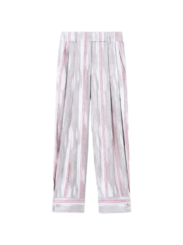 Giorgio Armani Stripe-print Buttoned-cuff Trousers in Grey