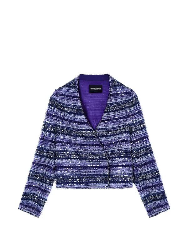 Giorgio Armani Sequin-embellished Striped Jacket in Purple