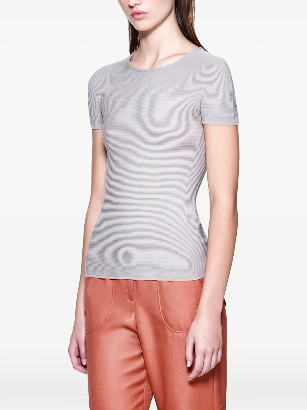 Giorgio Armani Ribgebreid T-shirt Grijs