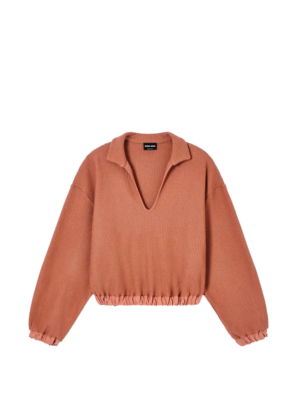Giorgio Armani waffle-knit V-neck sweatshirt - Orange Giorgio Armani waffle-knit V-neck sweatshirt - Orange
