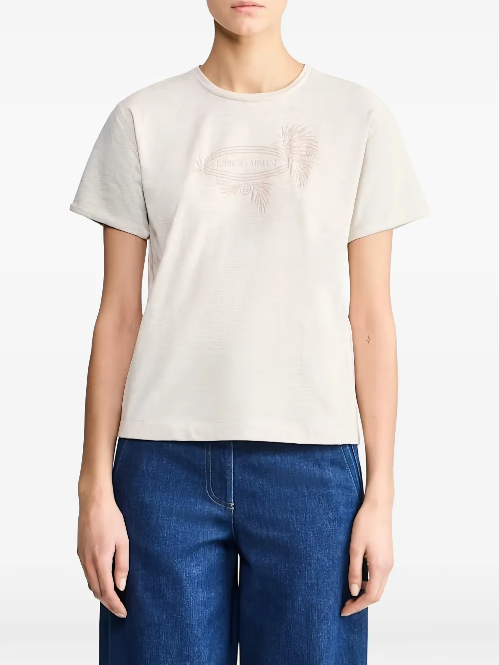 Giorgio Armani T-shirt met geborduurd logo Grijs