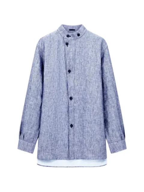 Giorgio Armani asymmetric-fastening band-collar shirt