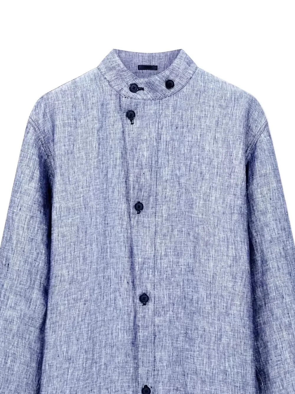Giorgio Armani Overhemd met asymmetrische sluiting en bandkraag Blauw