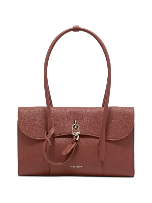 Giorgio Armani Small Pebbled-leather Shoulder Bag in Red