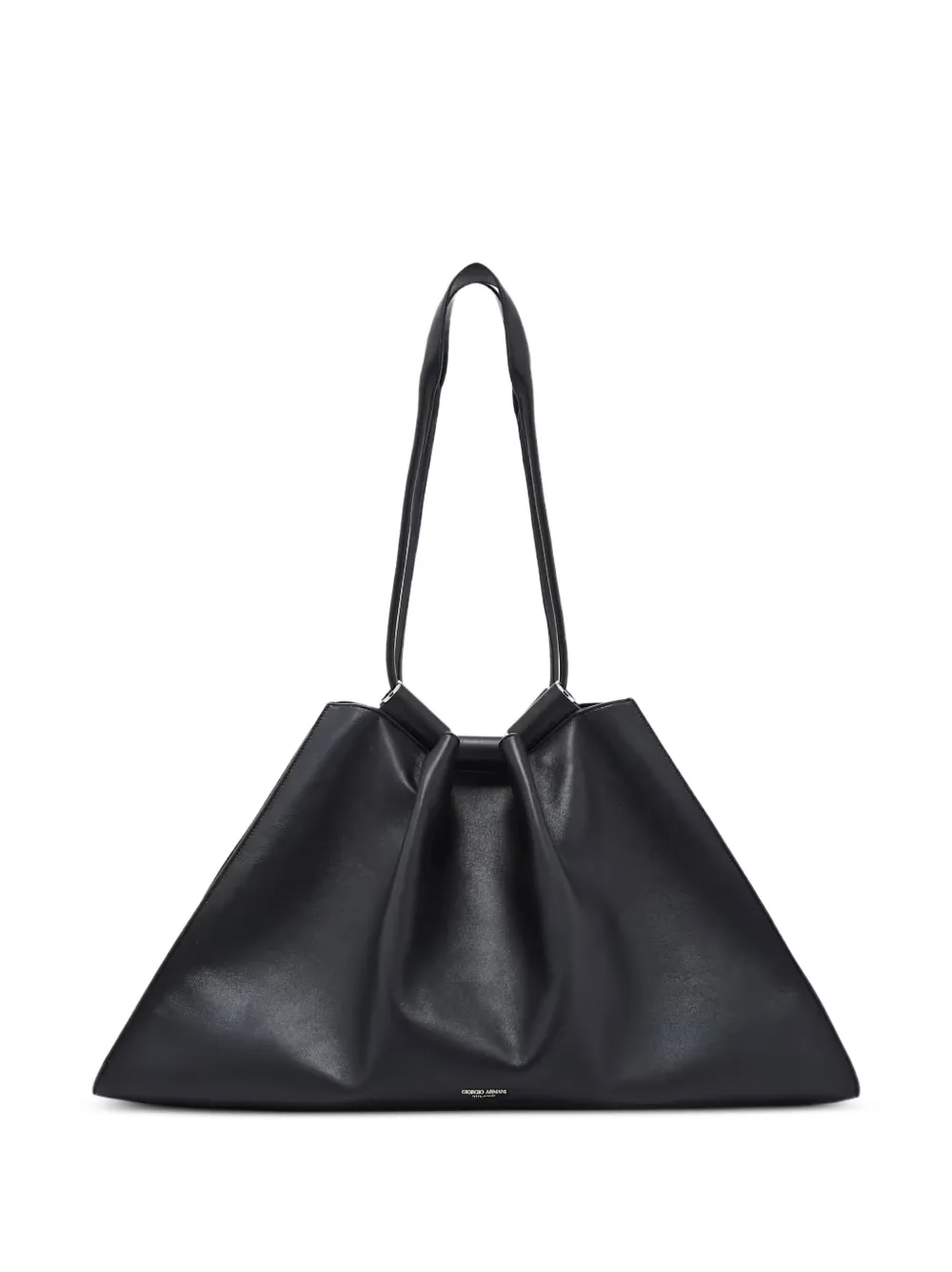 Giorgio Armani Borsa a spalla grande in pelle plissettata - Nero