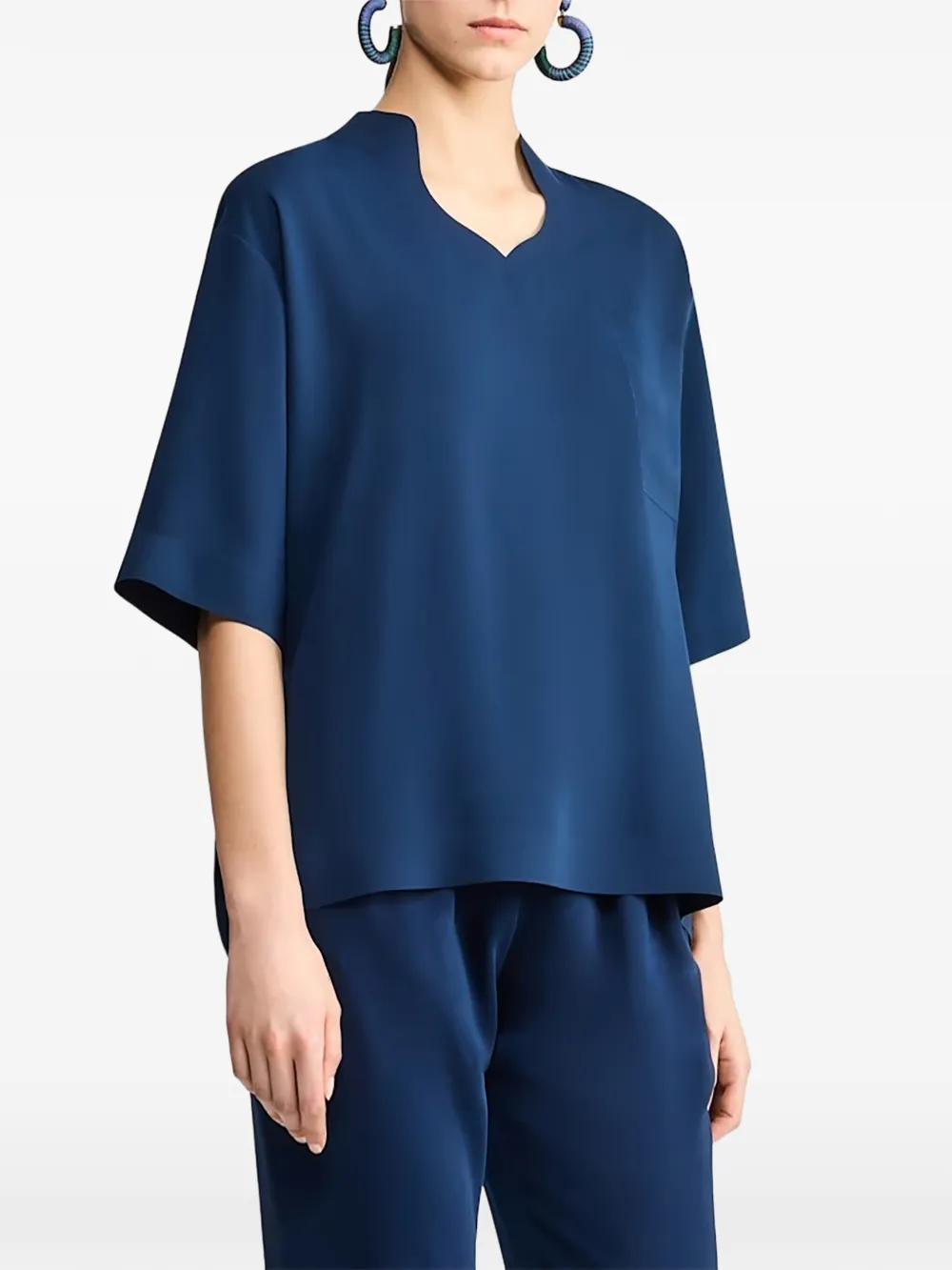 Giorgio Armani chest-pocket blouse Blauw