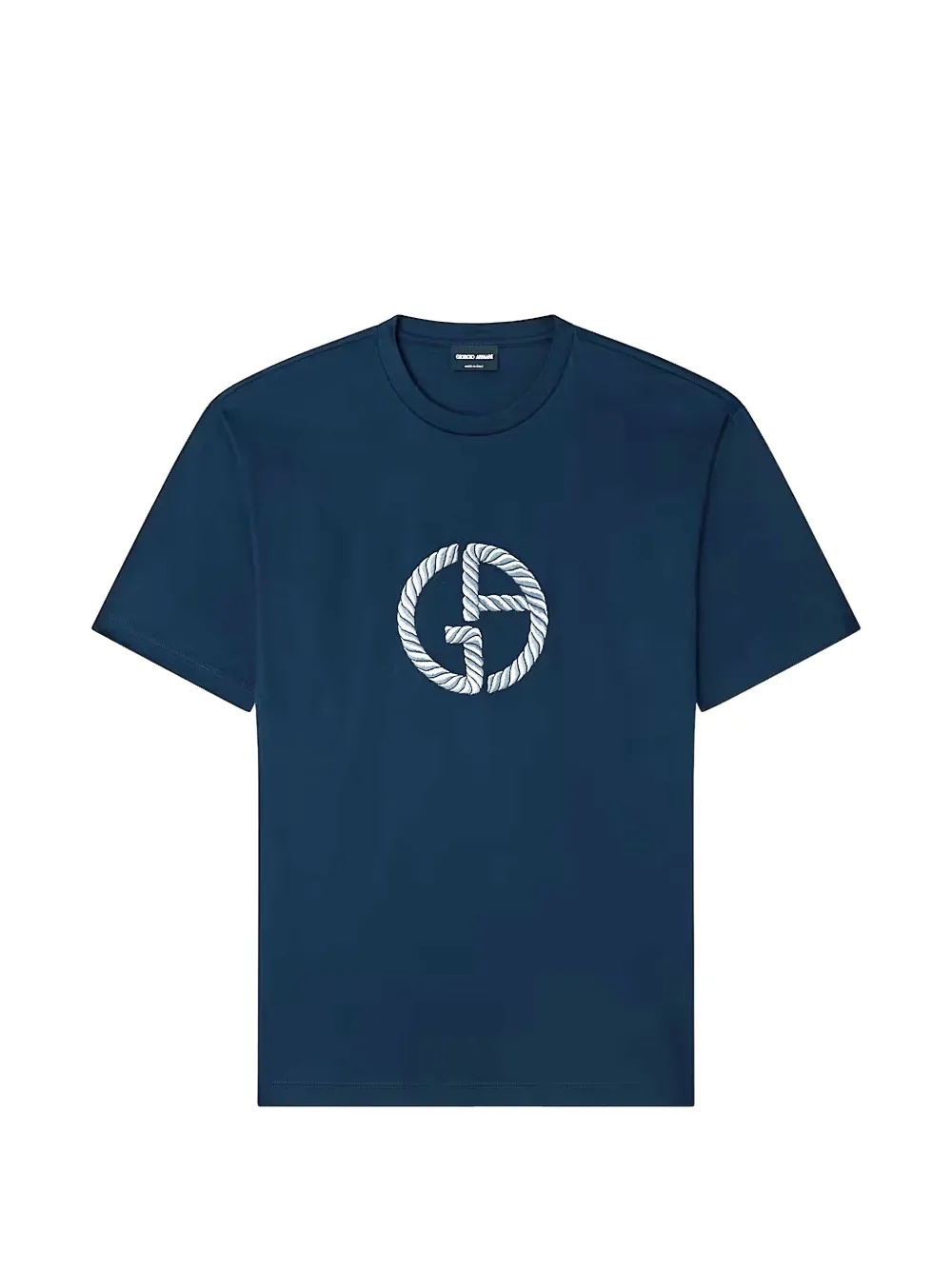 Giorgio Armani T-shirt met geborduurd logo Blauw