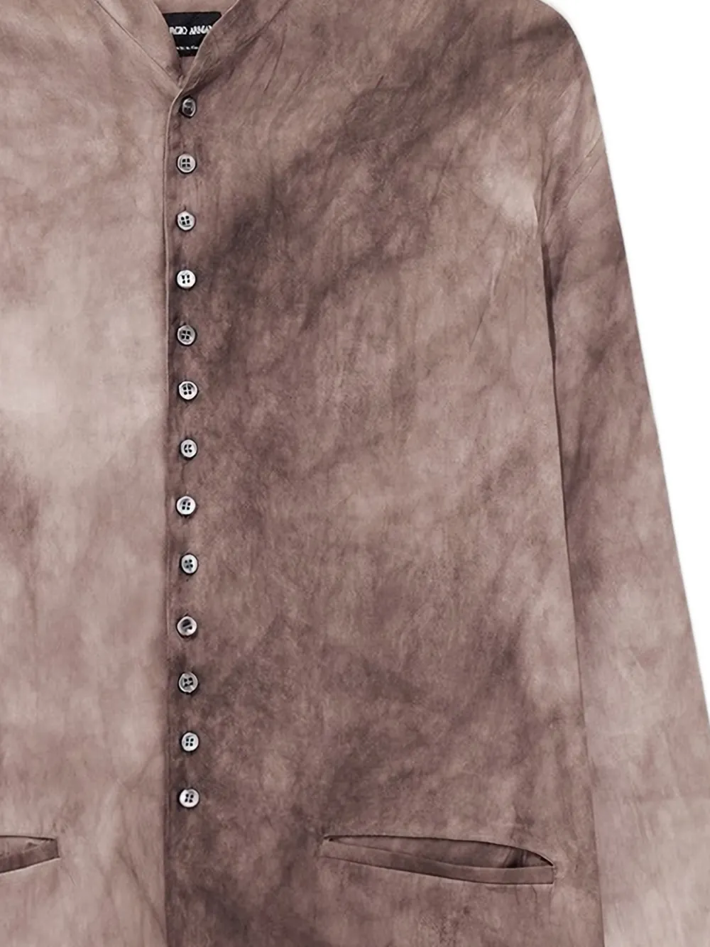 Giorgio Armani Overhemd met tie-dye-print en bandkraag Bruin
