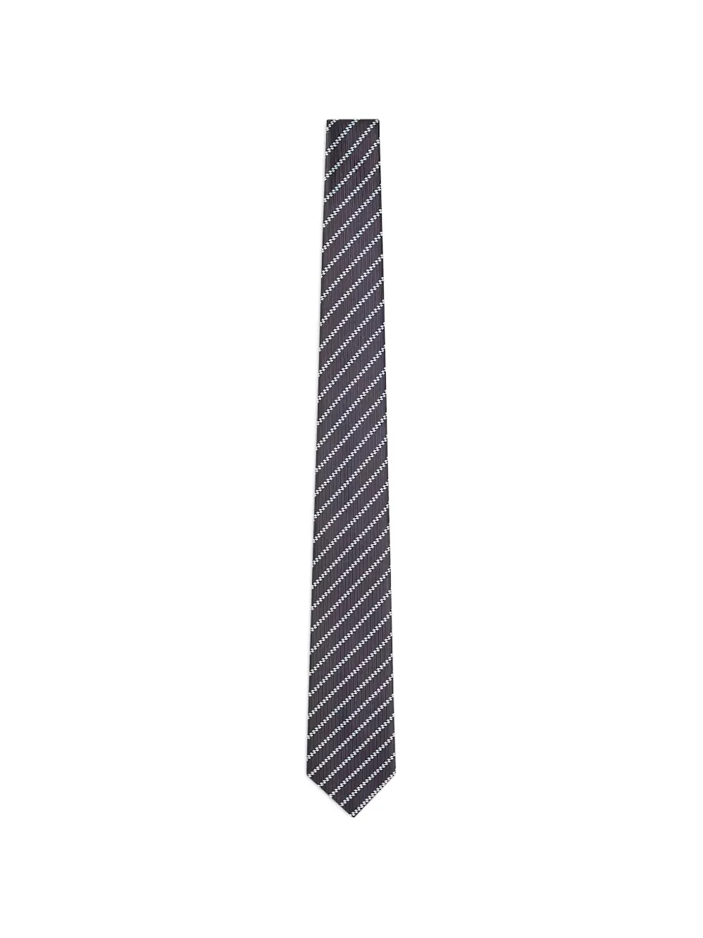 Giorgio Armani logo-embroidered striped silk tie - Grau