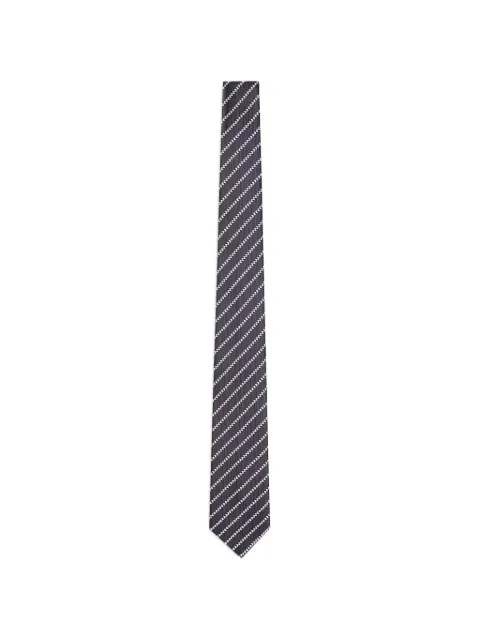 Giorgio Armani logo-embroidered striped silk tie