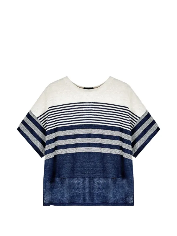 Giorgio Armani Striped Short-sleeve T-shirt in Blue