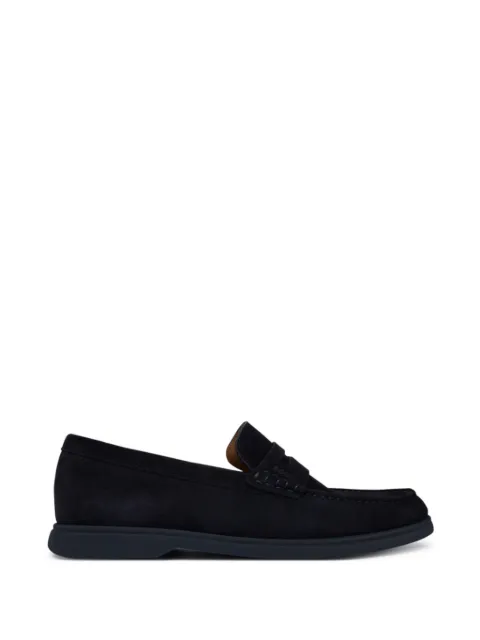 BOSS suede loafers with logo penny trim