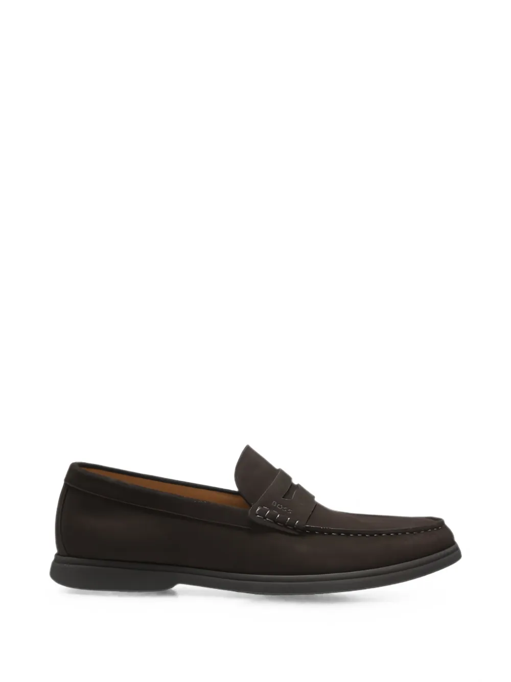 BOSS logo-embossed suede loafers - Marrone