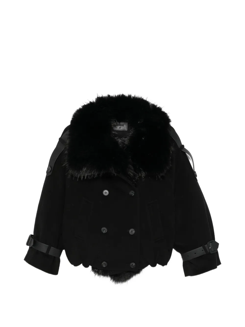 RUDSAK faux-fur trim double-breasted coat - Nero
