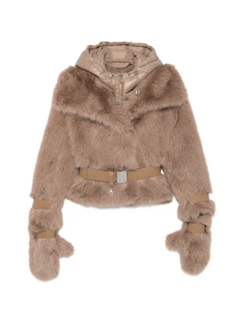 RUDSAK belted faux-fur jacket with gloves