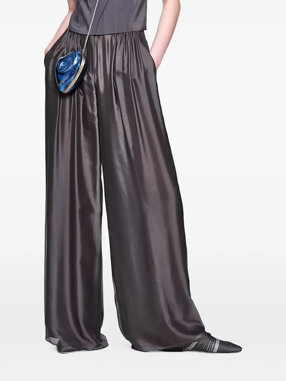 Giorgio Armani pleated palazzo pants Grijs