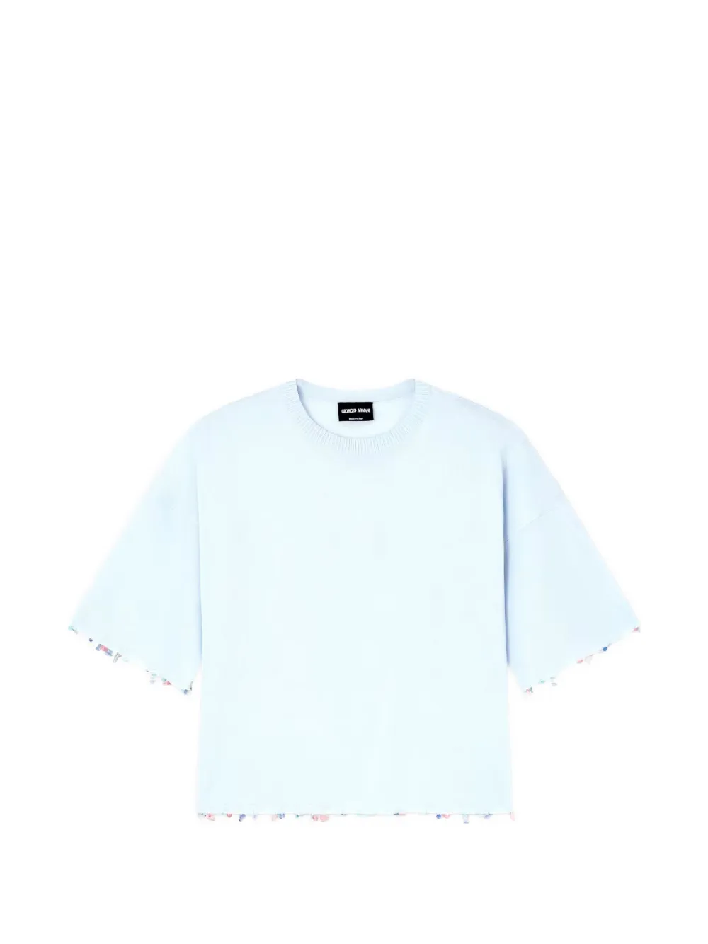 Giorgio Armani bead-embellished short-sleeve sweater - Blau
