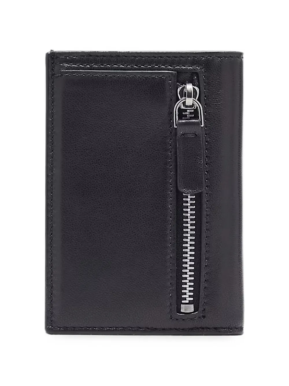 Giorgio Armani Leren portemonnee met logo-reliëf Zwart