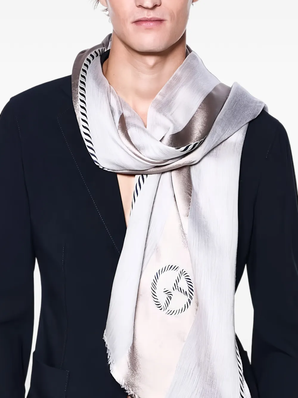 Giorgio Armani Gestreepte sjaal Beige