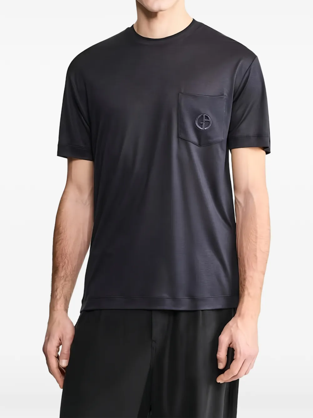 Giorgio Armani T-shirt met geborduurd logo en borstzak Blauw