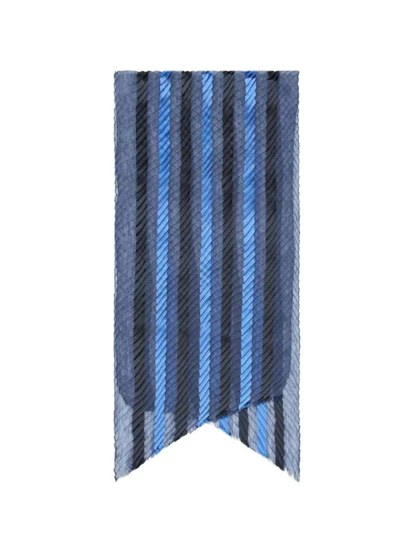 Giorgio Armani Striped Pleated Scarf in Blue