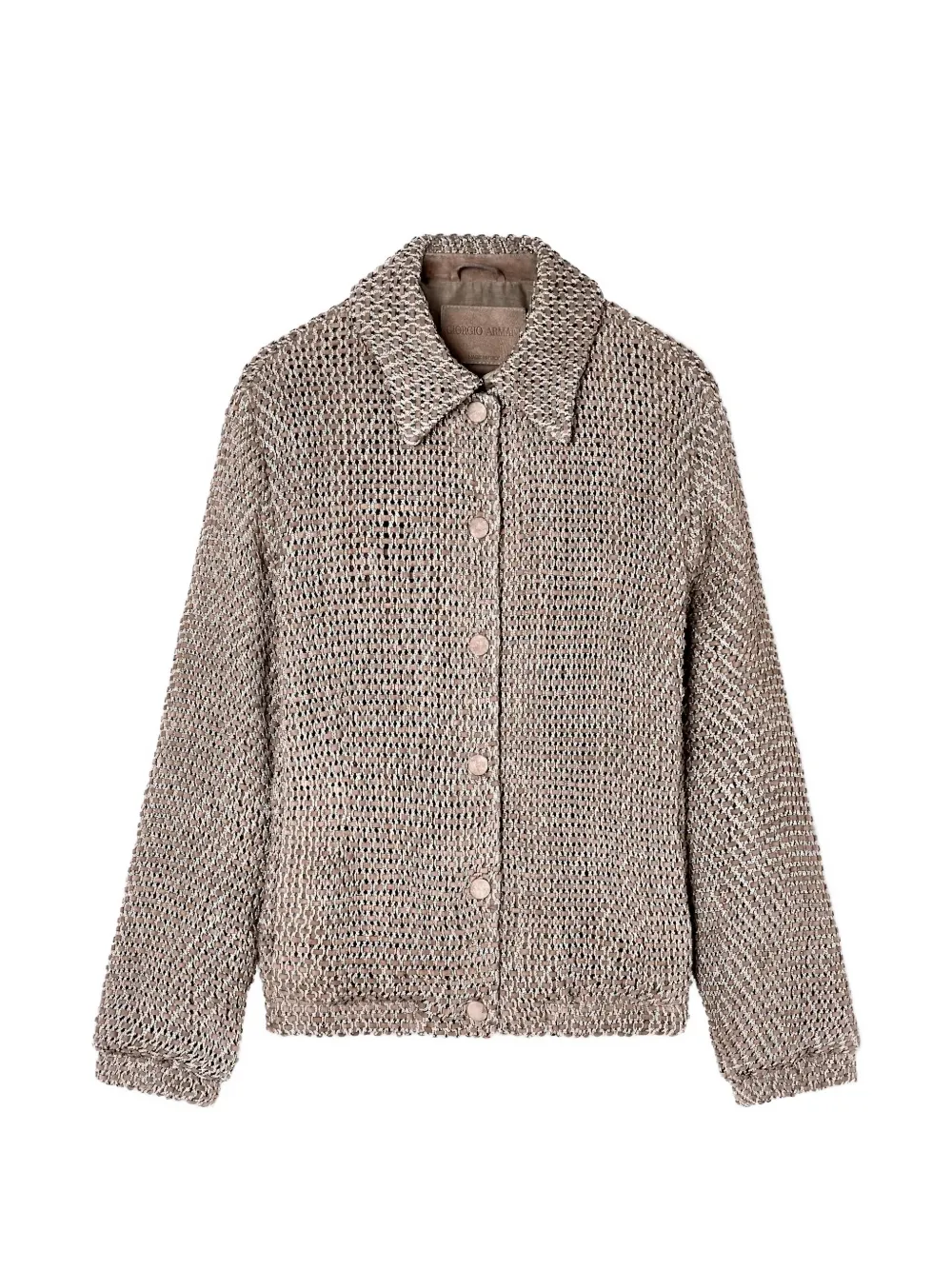 Giorgio Armani Giacca in pelle scamosciata con bottoni - Marrone