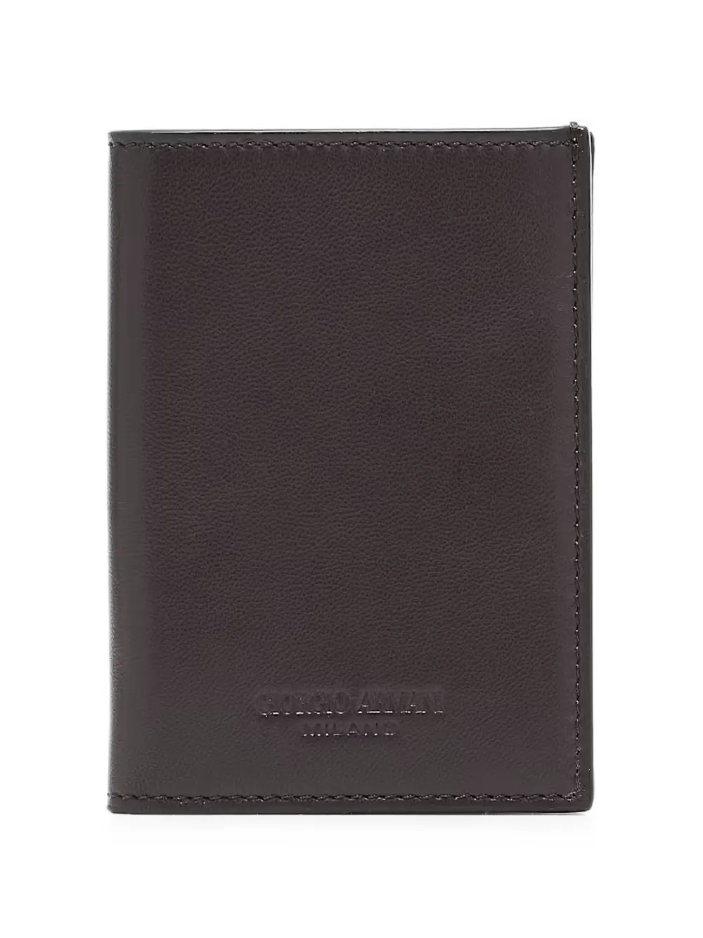 Giorgio Armani Portafoglio in pelle con logo goffrato - Marrone