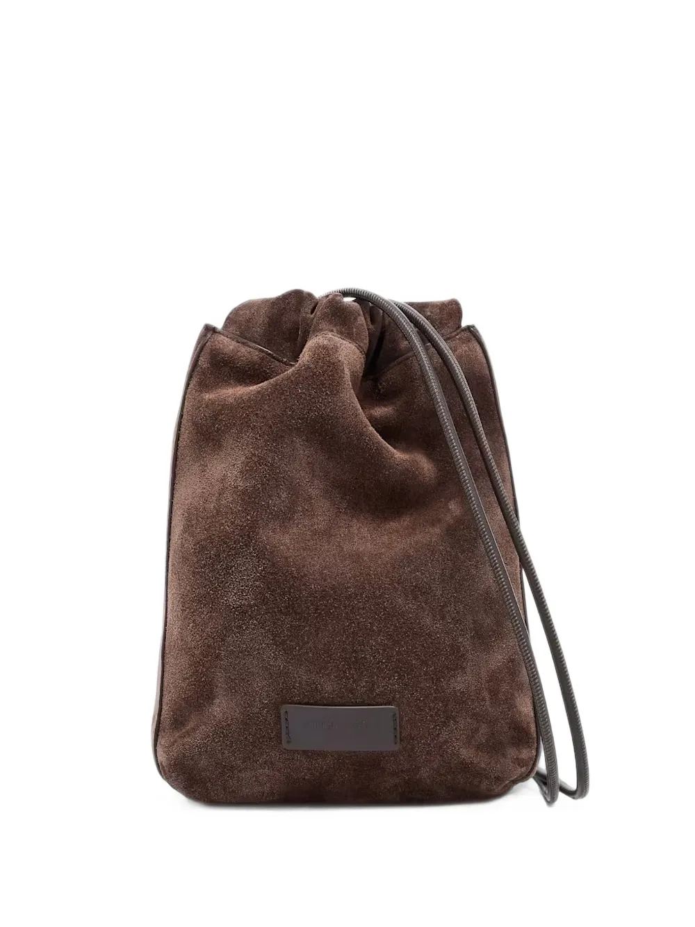 Giorgio Armani Borsa messenger in pelle scamosciata con coulisse - Marrone
