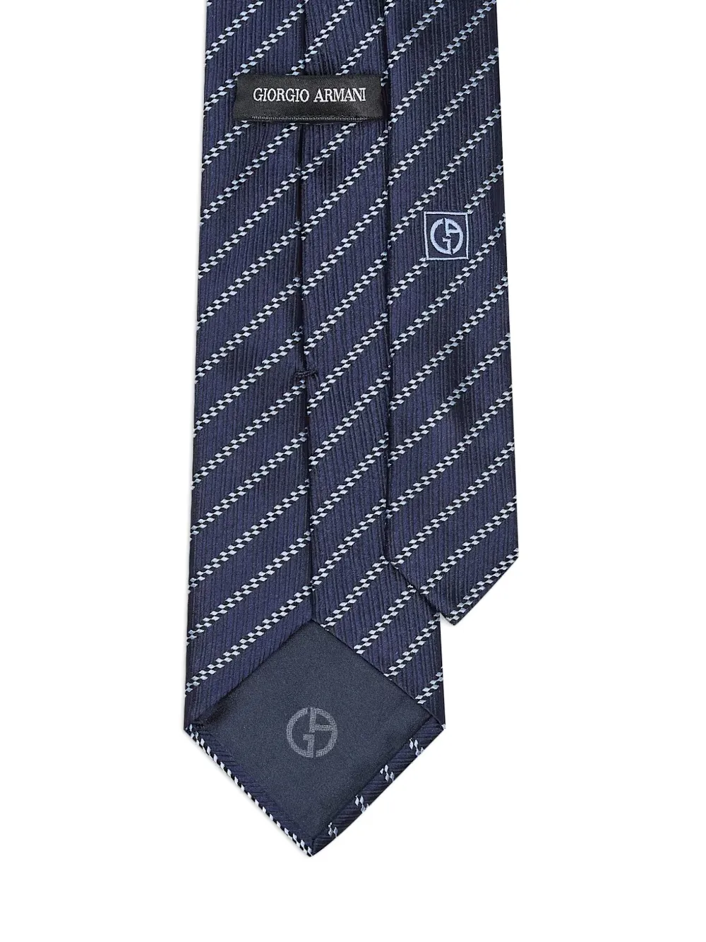 Giorgio Armani Stropdas met geborduurd logo Blauw