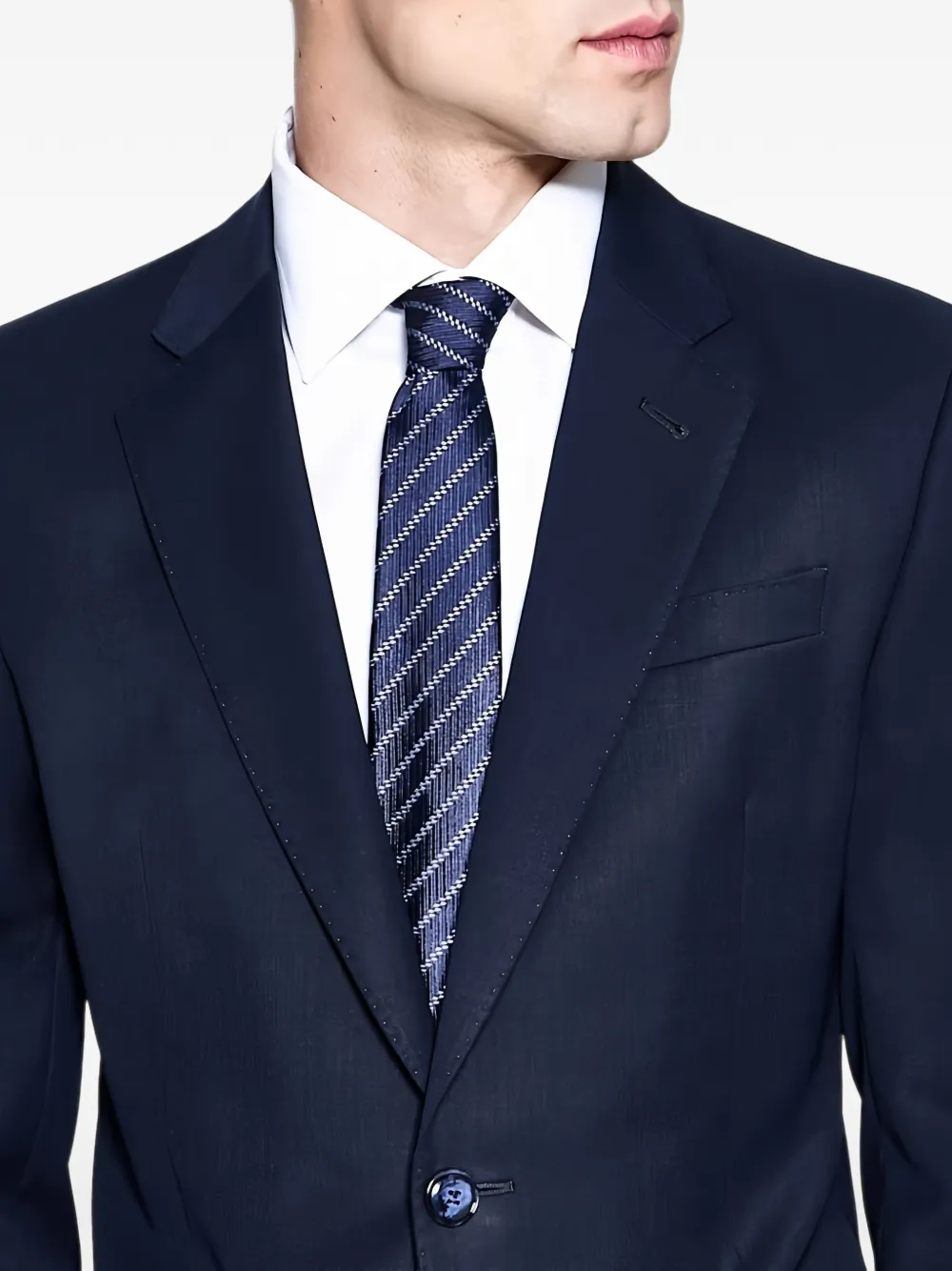 Giorgio Armani Stropdas met geborduurd logo Blauw