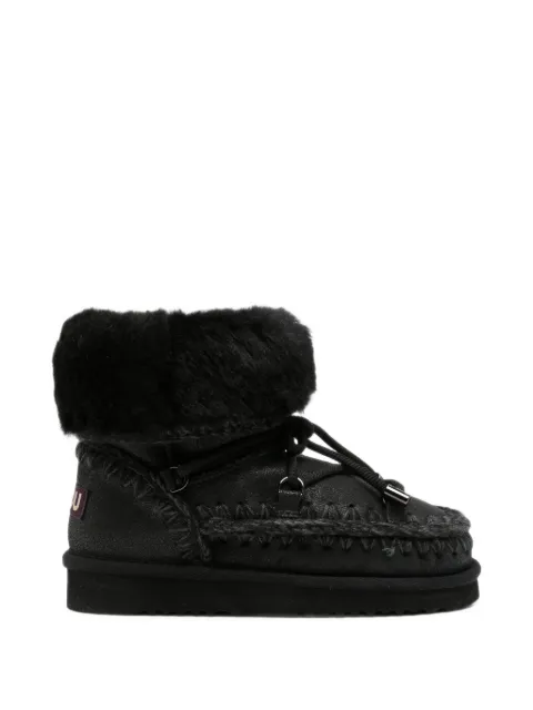Mou lace-up crochet-trim ankle boots