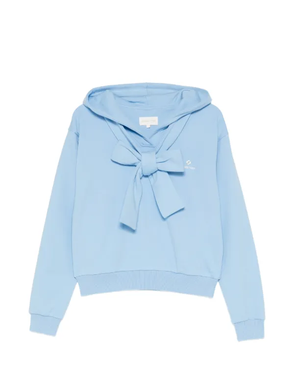 Shushu/Tong Tie-front Bow Hoodie in Blue