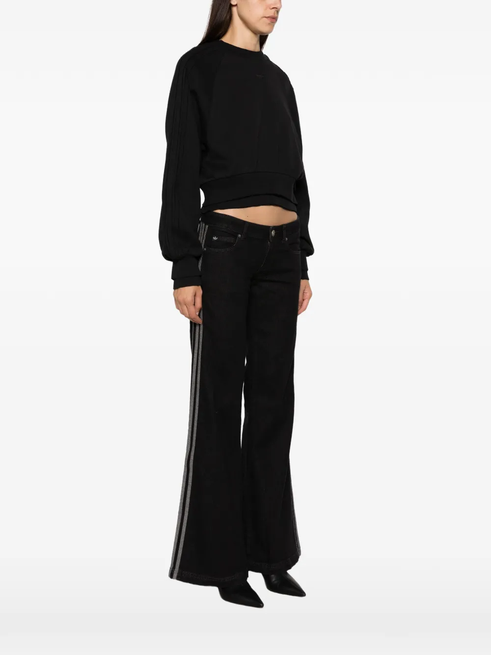 adidas cropped raglan-sleeve sweater Zwart