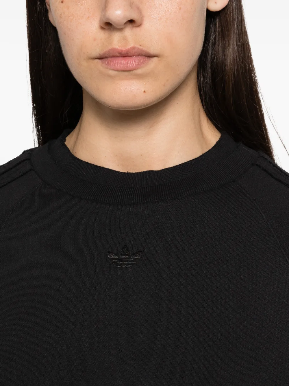 adidas cropped raglan-sleeve sweater Zwart