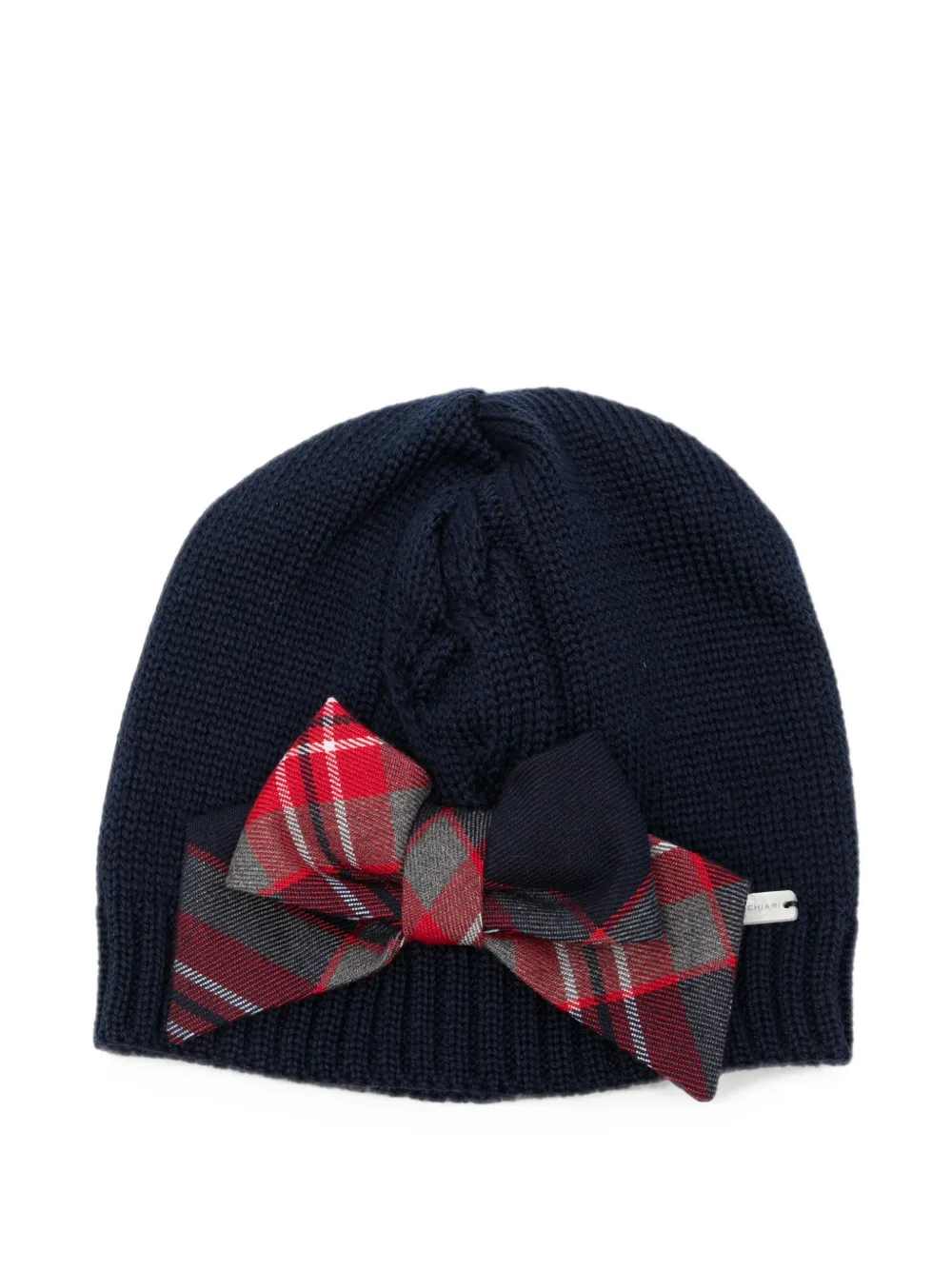 Colorichiari bow-detail beanie hat - Blu