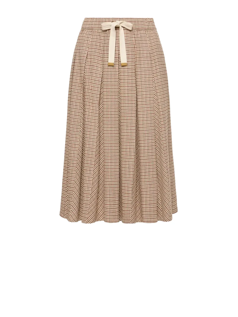 Moncler Microcheck midi wool skirt Beige