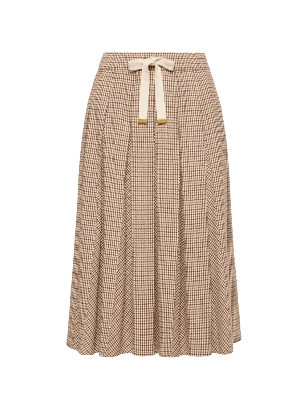 Moncler Microcheck midi wool skirt Beige