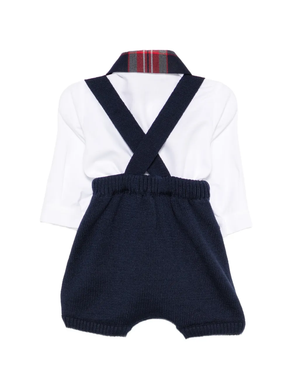 Colorichiari tartan-collar cable-knit set Wit