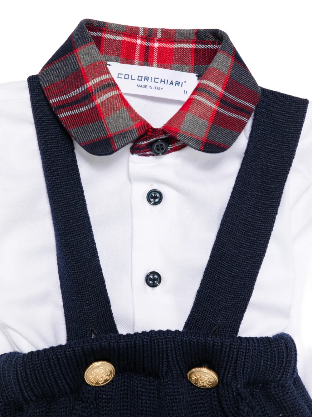 Colorichiari tartan-collar cable-knit set Wit