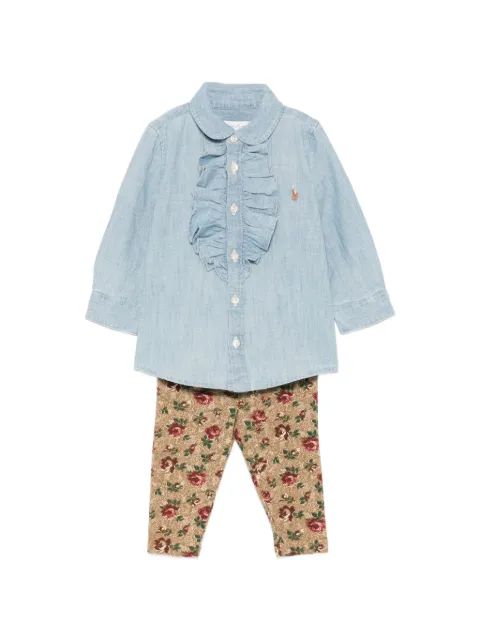 POLO RALPH LAUREN KIDS ラッフル フローラルプリント シャツ&パンツ セット