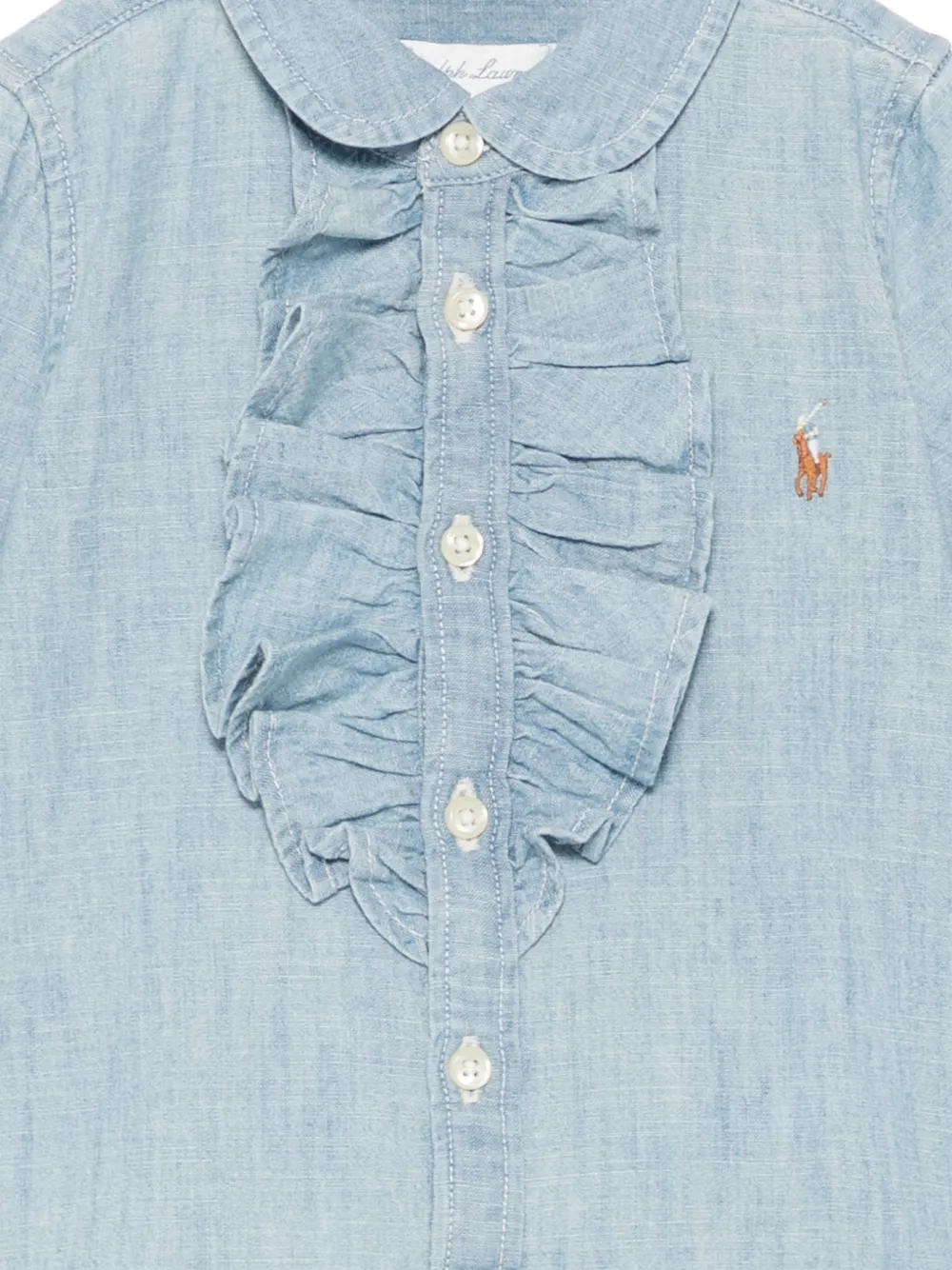 POLO RALPH LAUREN KIDS Shirt en broek met bloemenprint en ruches Blauw