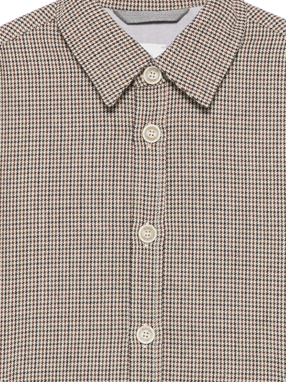 Eleventy Kids houndstooth-pattern button-up shirt Beige