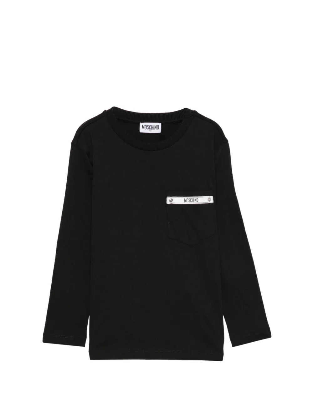 Moschino Kids logo-patch chest-pocket T-shirt - Nero