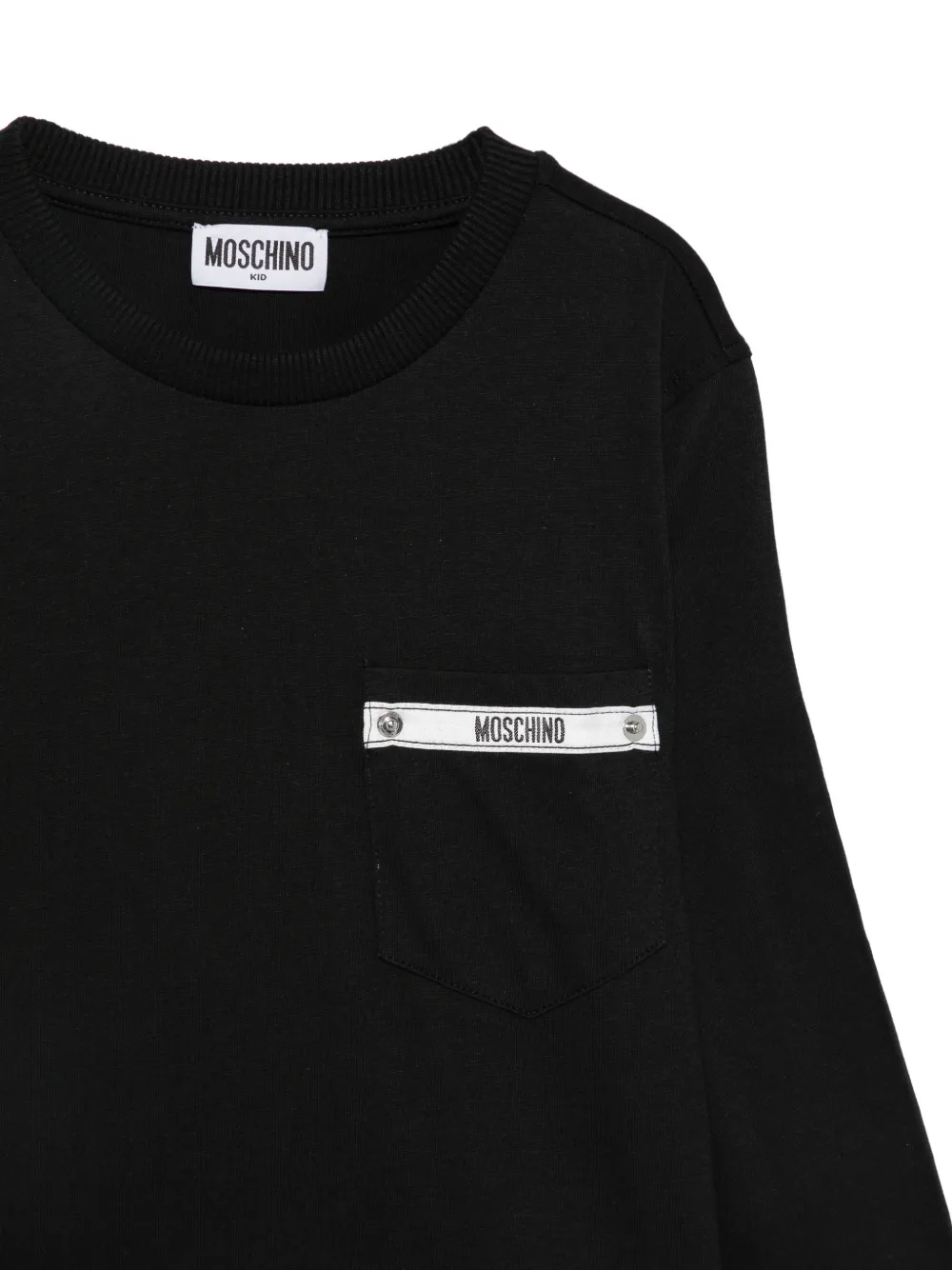 Moschino Kids T-shirt met logopatch en borstzak Zwart